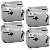 12mm 0.47 M Tape Compatible for Brother P Touch Label Maker PT-M95 PT-70BM PT-90 PT-70 PT-65 PT-70SR PT-85, M-K231s M-231 M231 M-K231 MK231 Tapes, 1/2 Inch 26.2 Feet 8m, Black on White, 4-Pack