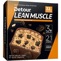 Detour Lean Muscle Whey Protein Bar, Cookie Dough Caramel Crisp, 3.2 Ounce (Pack of 12)