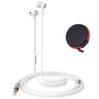 3.5mm Jack Earphones & Headphones,In-Ear Earbuds with Mic Microphone Stereo Bass(Metal-white)