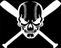 Baseball Skull and Bats Vinyl Decal Sticker | Cars Trucks Vans Walls Laptops Cups | White | 7 X 5.5 inches | KCD996