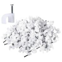 Round Cable Wire Clips Cable Management RG6 RG59 CAT5 CAT6 RJ45 Electrical Ethernet Dish TV Speaker Wire Cord Tie Holder Single Coaxial Nail Clamps (10mm - Pack of 200)