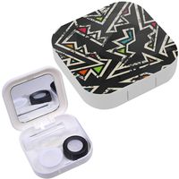 Portable Contact Lens Case Box Travel Kit Mirror + Bottle + Tweezers Container Holder [ Graffiti ]