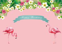 FiVan 6.5x5ft Flamingo Pink Birthday Backdrops Photo Background Party Wall Decoration Backdrop W-304