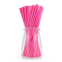 Dealglad 100pcs Paper Lollipop Sucker Sticks for Cake Pops Candy, 6-inch By 5/32-inch (Pink)