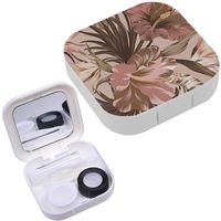 Portable Contact Lens Case Box Travel Kit Mirror + Bottle + Tweezers Container Holder [ Tropical Floral ]