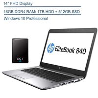 2020 HP EliteBook 840 G3 14" FHD Business Laptop Computer: Intel Core i5 6300U up to 3.0GHz/ 16GB DDR4 RAM/ 1TB HDD + 512GB SSD/ 802.11ac WiFi/ Silver/ Windows 10 Pro + EST 500GB External Hard Drive