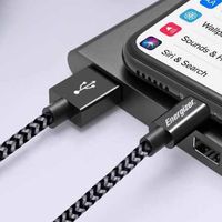 Premier Energizer Android Charger Micro USB Cable 8ft Fast Charging USB 2.0 Syncing Braided Cord Metal Tip, Black 8 Feet