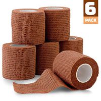 6 Pack, Self Adherent Cohesive Tape - 2" x 5 Yards, (Medium Tan Shade) Self Adhesive Bandage Rolls & Sports Athletic Wrap for Ankle, Wrist, Knee Sprains and Swelling - FDA Approved