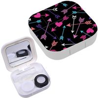 Portable Contact Lens Case Box Travel Kit Mirror + Bottle + Tweezers Container Holder [ Love Heart Arrows ]