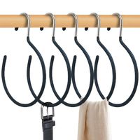 HangerSpace Belt Rack Scarf Ring Hangers, 5 Pcs Non-Slip Ties Haning Hook Closet Organizer Accessory Holders for Ties Scarves Belts and Jewelry (5, Black)