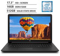 HP Premium 17.3" WLED-Backlit HD+ Screen Laptop, Intel Core i5-7200U Dual-Core Processor Up to 3.10 GHz, 16GB Memory, 512GB Solid State Drive, HDMI, 802.11b/g/n, Bluetooth 4.2, Windows 10 Home, Black