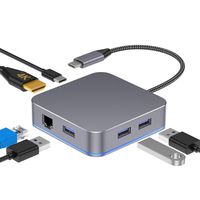 USB C Hub,6-in-1 Aluminum Type C Adapter with Gigabit Ethernet Port,4K HDMI Output, USB C Power Delivery,3 USB 3.0 Ports for MacBook Air 2018/MacBook Pro/iPad Pro Chromebook and More Type C Laptops