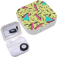Portable Contact Lens Case Box Travel Kit Mirror + Bottle + Tweezers Container Holder [ Memphis ]