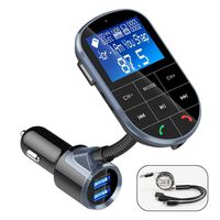 Bluetooth FM Transmitter, IEhotti Big Screen Car Bluetooth Radio Adapter Full FM Car Kit w/3 USB Ports, Fast Charge, Support Bluetooth/U Disk/AUX/TF-Card, Car MP3 Player with 3-in-1 Charging Cable