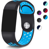 aczer-Y Garmin Vivoactive Hr Accessories Watchbands, 11 Color Classic Replacement Watch Band with Stainless Metal Buckle and Rubber Strap for Garmin Vivoactive Hr Wrist Band (Black with Blue Hole)