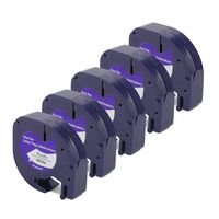 5-Pack Replace DYMO LetraTag Refills 91331 S0721660 Black on White Plastic Label Tape Compatible with DYMO LetraTag Label Maker LT100H LT100T QX50, 1/2 Inch x 13 Feet 12mm x 4m