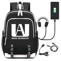 My Hero Academia Printed Backpacks Student School Bag Laptop Backpack with USB Charging Port