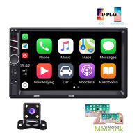 Hikity Autoradio Car Stereo Double Din 7 Inch HD Touch Screen Radio Bluetooth FM with USB/AUX-in/RCA/Rear View Camera Input Support Mirror Link D-Play for Android iOS Phone + Backup Camera & Remote