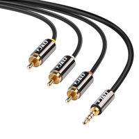 J&D 3.5 mm to 3RCA Cable, Gold-Plated [Copper Shell] [Heavy Duty] 3.5mm 1/8" Male TRRS to 3 RCA Male Plug Stereo Audio Video AUX Cable - 6 Feet