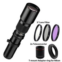 Lightdow 500mm/1000mm F/8.0 Manual Telephoto Lens + 67mm UV/CPL/FLD Filter Kit for Nikon D850, D810, D800, D750, D700, D610, D3100, D3200, D3300, D3400, D5100, D5200, D5300, D5500, D5600, D7000, D7100