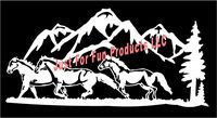 Just For Fun 7 x 3.5 Horses Running Mountains Trailer Horse Vinyl Die Cut Decal Bumper Sticker, Windows, Cars, Trucks, laptops, etc