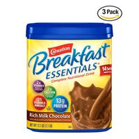 Carnation Breakfast Essentials Chocolate Powder, 17.7 Ounce Canister - Pack of 3