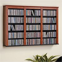Pemberly Row Triple Floating Media Wall Storage in Cherry and Black
