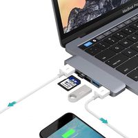 Rcsbtd USB Type-C Series USB HUB 5 in 1 Multi-Function Aluminium Alloy 5Gbps Transfer Rate USB-C/Type-C HUB Adapter with 3 USB 3.0 Ports & SD Card Slot & TF Card Slot for MacBook 2015/2016 / 2017(
