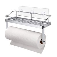 XGao Shower Caddy Bathroom Basket Shelf with Paper Roll Holder Towel Hanger Bar Adhesive Shelves Storage Organizer Kitchen Rack Wall Mount Stainless Steel Racks for Toilet Hotel Dorm House (Silver)