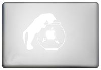 Curious Cat and Fish Bowl Sticker MacBook Pro Decal is a Cat Vinyl Decal. Laptop Sizes 11, 12, 13 and 15 inch. Looks Great with Your Cat Apple MacBook Pro Decals. Many Colors-White
