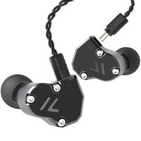 RevoNext QT2S in Ear Monitor Headphones, Triple Driver 2DD+1BA Balanced Armature with Dynamic Metal Shell Noise-Isolating Deep Bass Wired Earbuds with Detachable Cables(Black no mic)