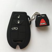 Ezzy Auto New Black Prective Fob Skin Key Silicone Case Cover Chains Bag Key Jacket for Dodge Chrysler Magnum Charger Buttons (IYZ-C01C)