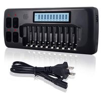 PALO 10+4 Bay Battery Charger with LCD Display forNiMH NiCd AAAAA Rechargeable Battery & NiMH/NiCd LI-ion 9V Battery