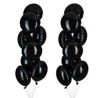 Black Foil Balloon Round Shaped Mylar Helium Balloons Graduation Party Balloons Black and White Themed Party Decorations, 18 Inches, Pack of 20