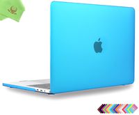 MacBook Pro 15 inch Case 2019 2018 2017 2016 Release, UESWILL Smooth Matte Hard Case for MacBook Pro 15" with Touch Bar/Touch ID (Model: A1990/ A1707) + Microfibre Cleaning Cloth, Aqua Blue