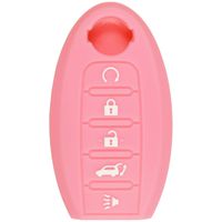 qualitykeylessplus Pink Rubber Case Silicone Protective Cover for Nissan 5 Button Remotes with Free KEYTAG