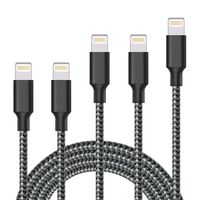 iPhone Charger Cable, MFi Certified Cables 5Pack 2x3FT 2x6FT 10FT to USB Syncing Data and Nylon Braided Cord Charger for iPhone Xs/Max/XR/X/8/8Plus/7/7Plus/6S/6S Plus/SE/iPad and More (Black)