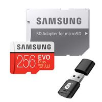 100% Original Samsung Evo Plus Class 10 Micro SD Card Flash TF Microsd Memory Card 256GB with Adapter and Card Reader