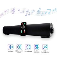 Sound bar, Soundbar Portable Wireless Bluetooth and Dual Bass Ports Wired for Home Theater Surround Sound with Built-in Subwoofers for TV/PC/Phones/Tablets (16.9 Inch, Remote Control)