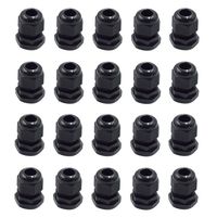 HONJIE IP68 Nylon PG9 Waterproof Cable Gland Joint Adjustable Lock Nut Black - (20 Pcs)