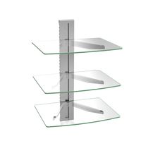 WALI CS303S Floating Wall Mounted Shelf with Transparent Strengthened Tempered Glass for DVD Players,Cable Boxes, Games Consoles, TV Accessories 3 Shelf, Silver