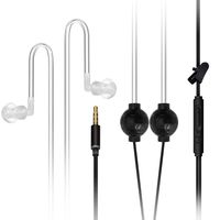 HYS Anti-Radiation Earpiece Mono Clear Earphone, 3.5mm Monaural Hollow Air Tube Wired Headphone, EMF Reducing Headset One Ear Ear Bud with Mic and On Off Answer Switch