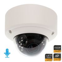 GW Security 5MP Super HD 1920P H.265 PoE Built-in Microphone 2.8-12mm Varifocal Zoom Len Waterproof Security Dome IP Camera Audio Recording, Power Over Ethernet