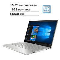 HP Pavilion 15 Newest 15.6-Inch FHD 1080P Touchscreen Laptop, Intel Quad Core i5-8265U up to 3.9GHz, Intel UHD 620, 16GB DDR4 RAM, 512GB SSD, USB Type-C, HDMI, WiFi, Bluetooth, Windows 10, Silver