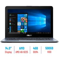 2019 Asus 14" HD backlight Display Laptop PC, AMD A6-9225 2.6GHz APU, 4GB DDR4 SDRAM, Stereo speakers, USB 3.0, HDMI, WiFi, Bluetooth, Windows 10, 500GB SATA Hard Drive