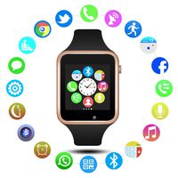 Padgene Bluetooth Smartwatch,Touchscreen Wrist Smart Phone Watch Sports Fitness Tracker with SIM SD Card Slot Camera Pedometer Compatible with iPhone iOS Android for Kids Men Women (Gold)