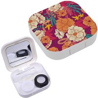 Portable Contact Lens Case Box Travel Kit Mirror + Bottle + Tweezers Container Holder [ Floral Jungle Snakes ]
