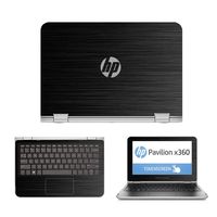 Black Brushed Aluminum skin decal wrap skin Case for HP Pavilion x360 11 11-k120nr 11-k161nr 11-k162nr 11-k164nr 11.6" Touch Laptop