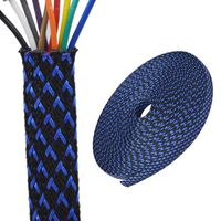 PET Expandable Braided Sleeving 1/2 inch Flexo Cable Sleeve Braided Sleeve for Braided Wire Sleeve Management 25 FT Blue&Black