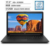 HP Premium 17.3" WLED-Backlit HD+ Screen Laptop, Intel Core i5-7200U Dual-Core Processor Up to 3.10 GHz, 8GB Memory, 512GB Solid State Drive, HDMI, 802.11b/g/n, Bluetooth 4.2, Windows 10 Home, Black
